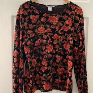 Black/red/gold floral 1X